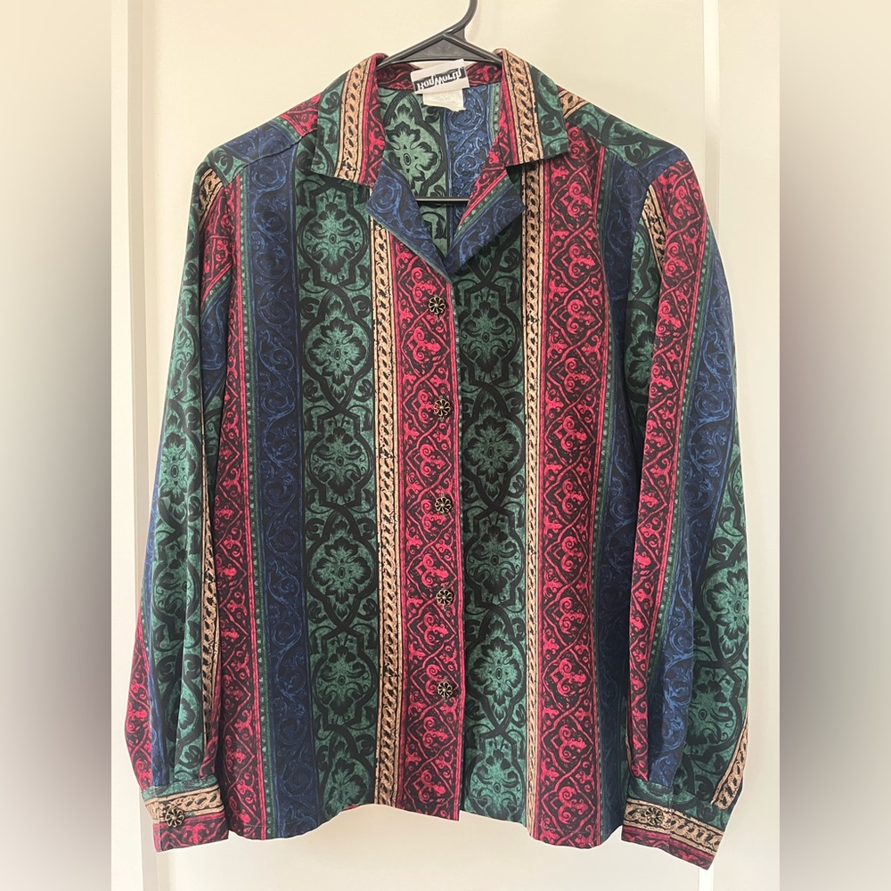 BonWorth Red and Green Patterned Button Down Shirt